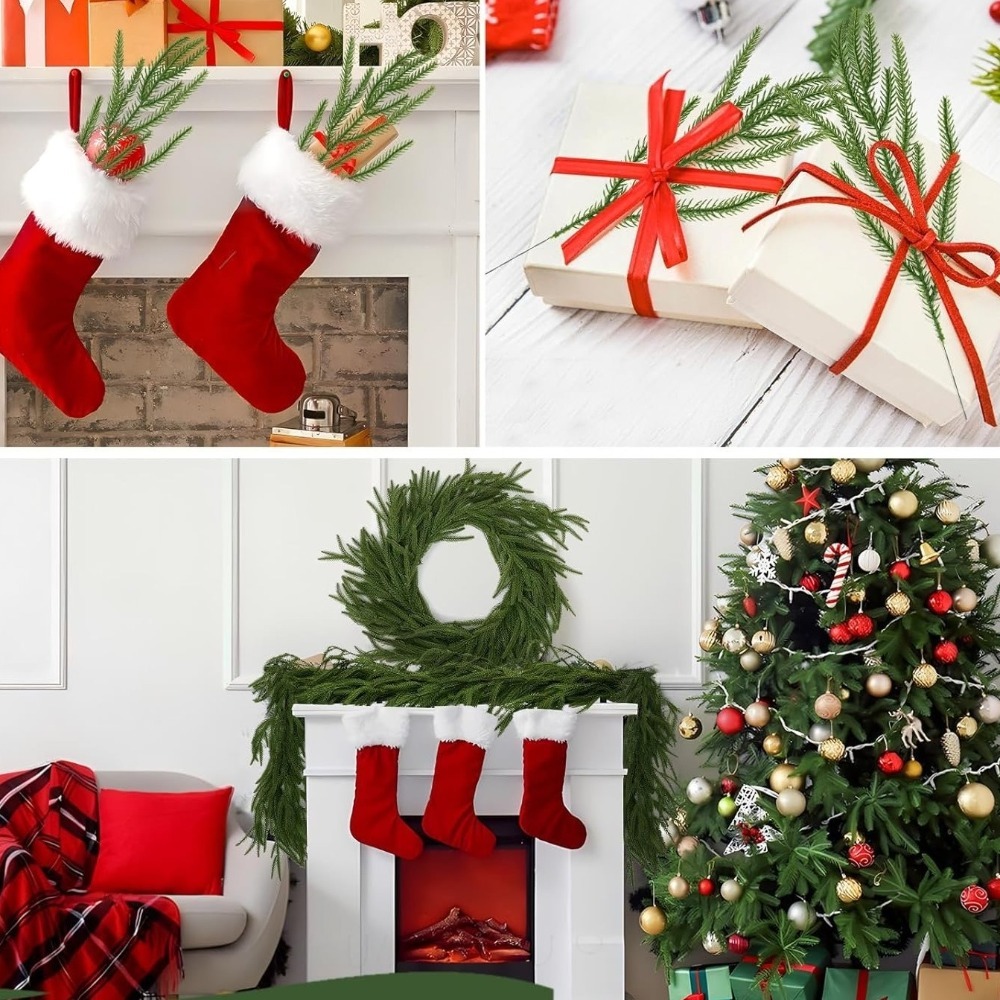Christmas Wreath Fake - 10 Buah Cabang Pinus Norfolk Buatan