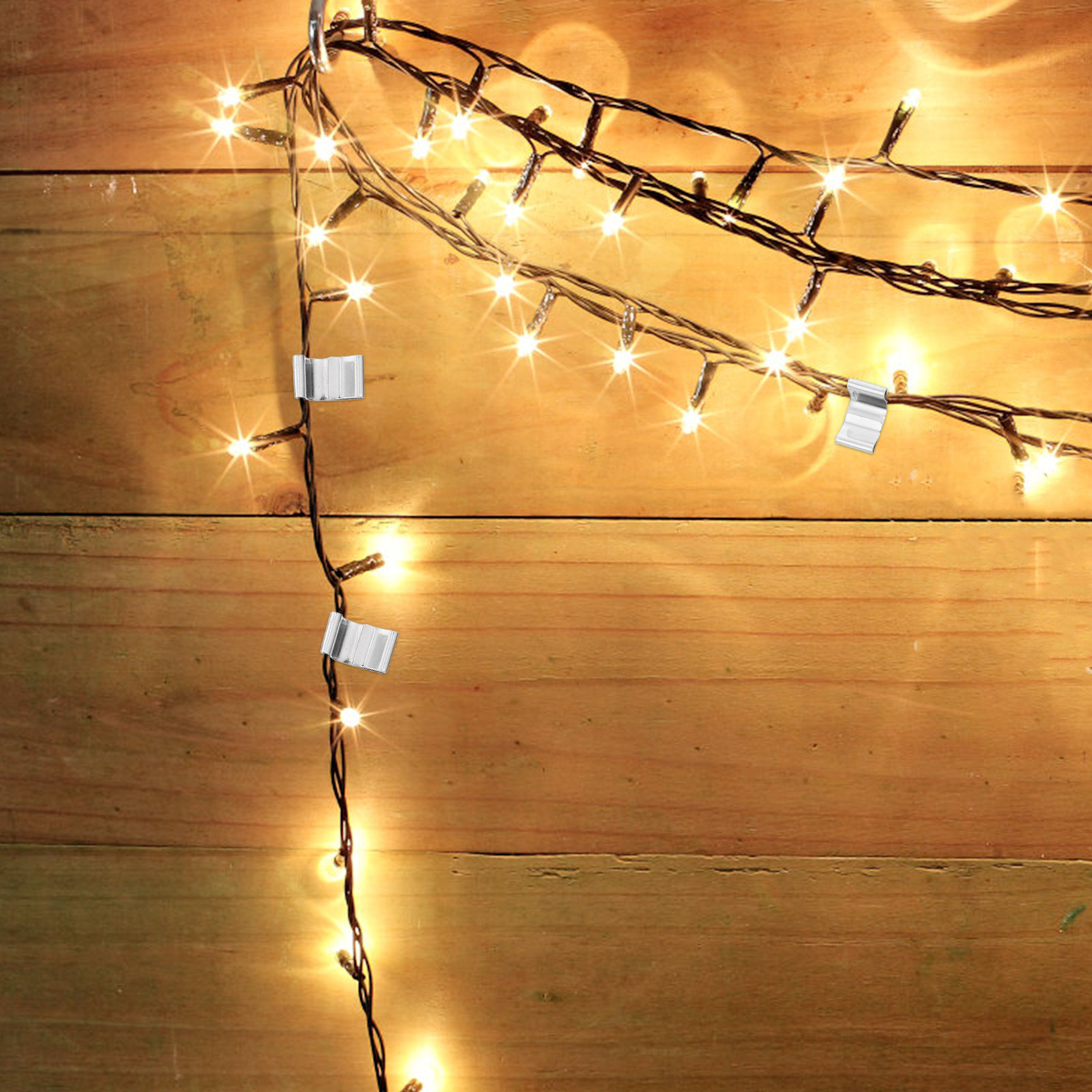 Christmas Lights Outdoor - 100Pcs Klip Lampu Selokan Logam Anti