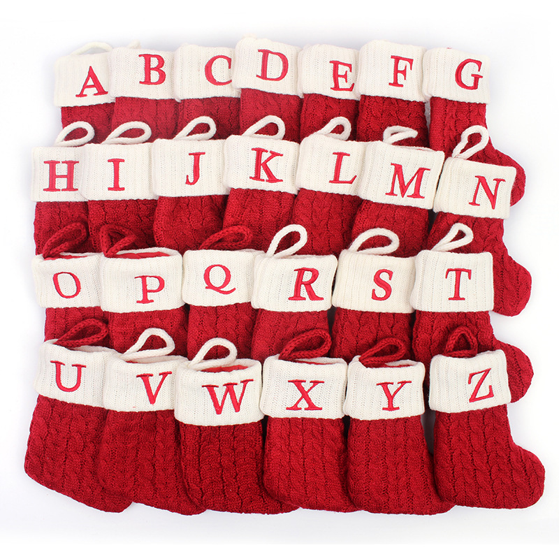 Christmas Stocking Hanging - Stoking Rajut Pohon Natal, Kaus Kaki