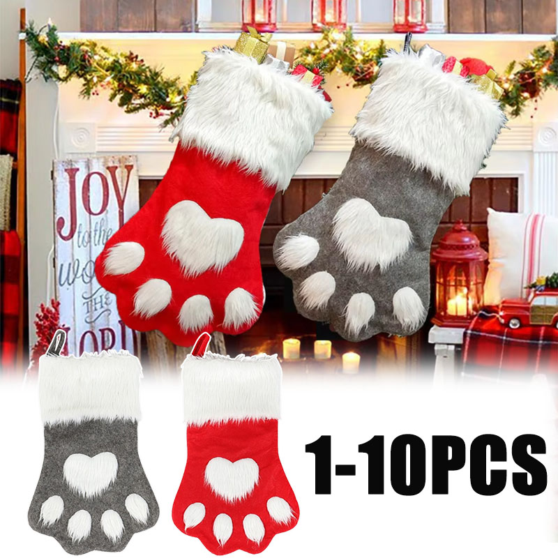 Christmas Stocking Hanging - 1/3/5/10PCS Tas Hadiah Natal Berbentuk Cakar