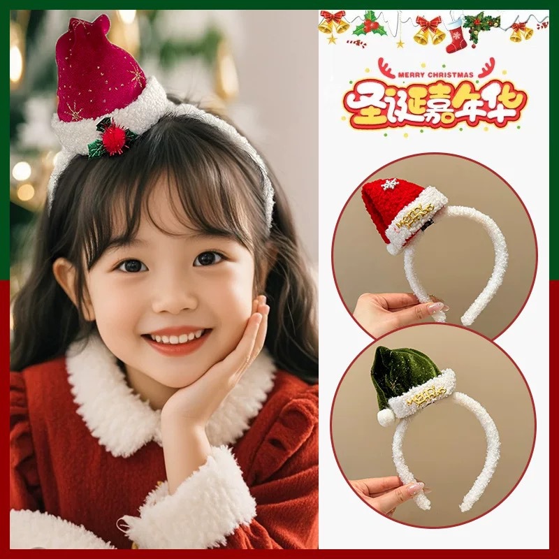 Santa Hat Plush - Bando Natal Topi Santa Berbulu dengan