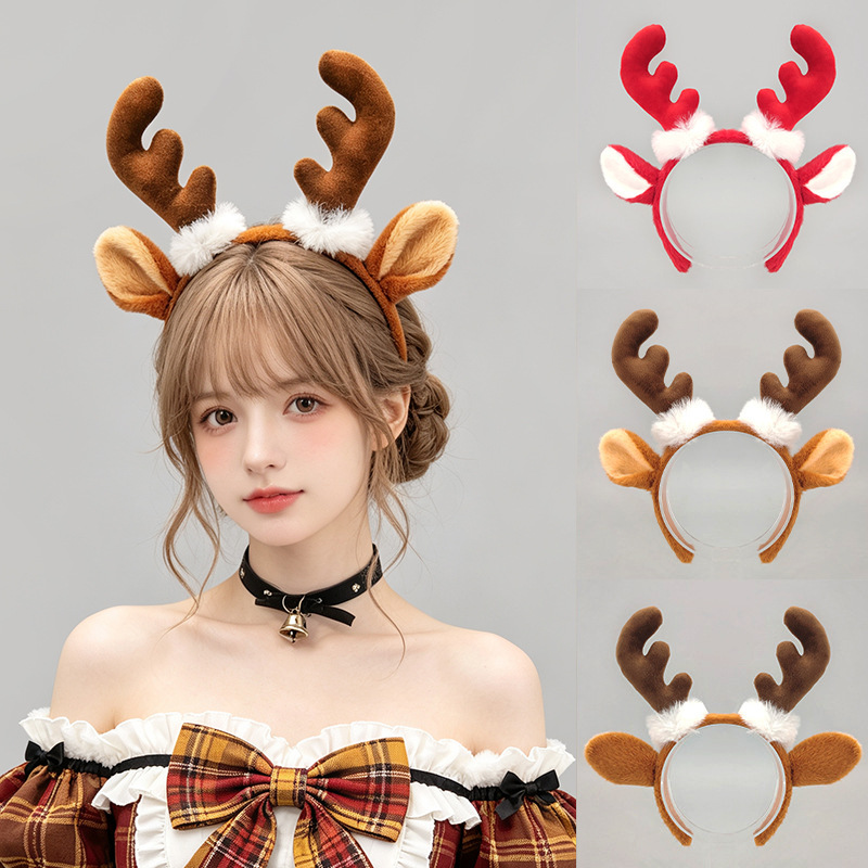 Reindeer Antlers Headband - Bando Tanduk Rusa Berbulu, Telinga Rusa,