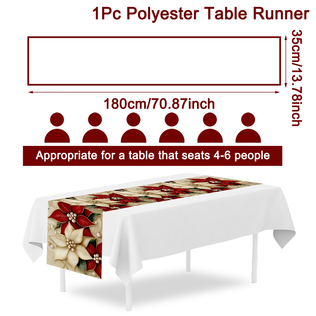 Taplak Meja Natal Motif Bunga  - Christmas Table Runner ulasan dan harga