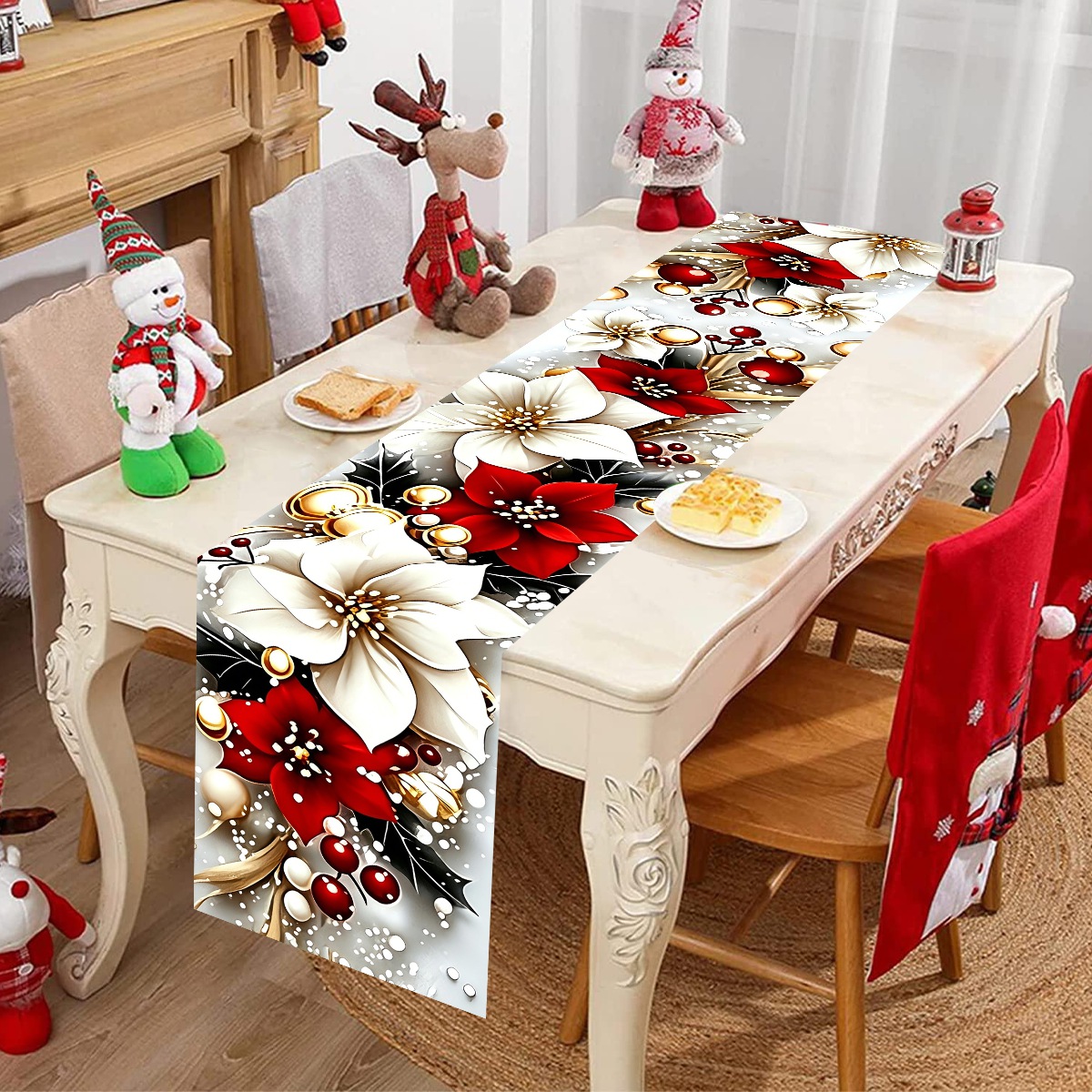 Taplak Meja Natal Motif Bunga  - Christmas Table Runner ulasan dan harga