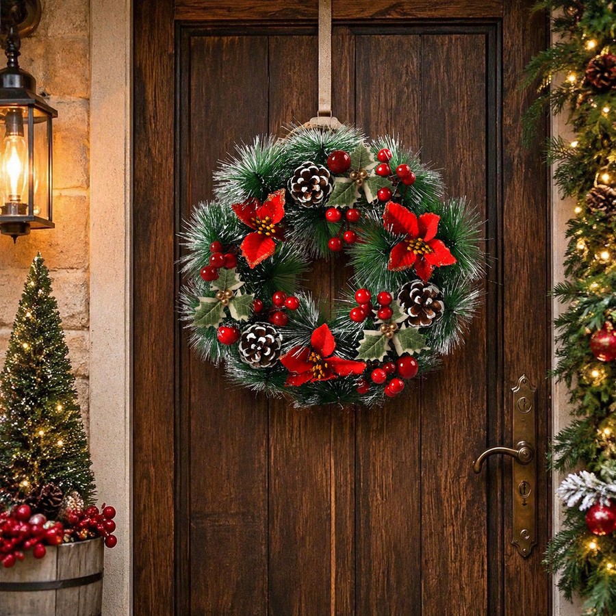 1 Buah Karangan Bunga Natal un - Christmas Wreath Fake ulasan dan harga