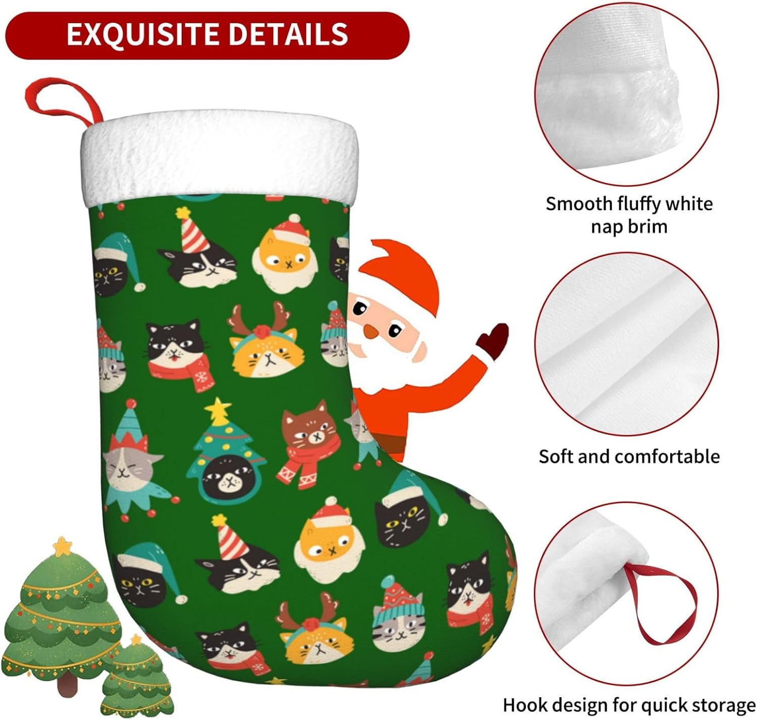 Stoking Natal Hijau Kucing Luc - Christmas Stocking Hanging ulasan dan harga